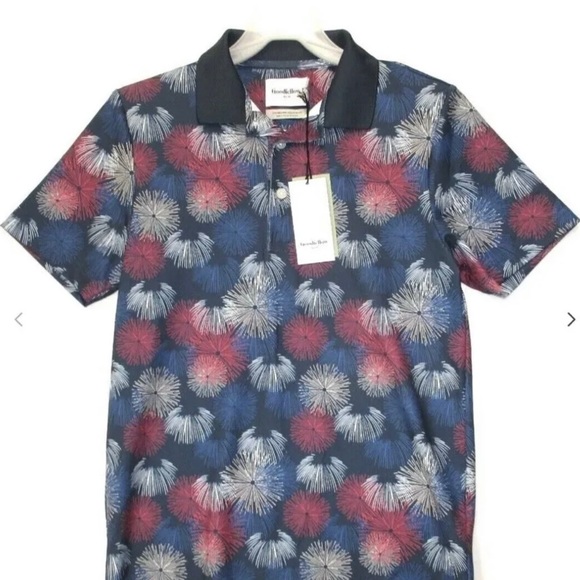 Men’s Fireworks Print Polo Shirt Goodfellow Size M Blue Standard Fit - Picture 4 of 4